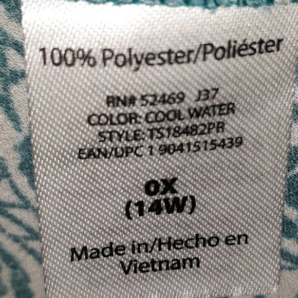 Terra & Sky womans blouse size 0X [14w]  color cool water - Picture 6 of 7